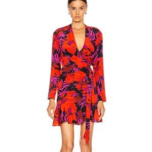 Veronica Beard Lorina Wrap Dress in Red/Pink Print